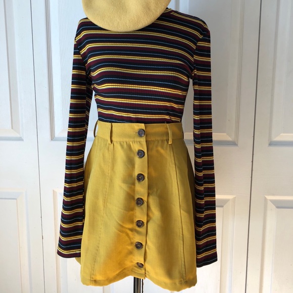 Yellow Button Up Skirt - Picture 4 of 9